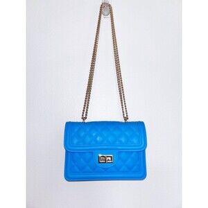 Powder Blue PVC Purse Bag Gold Chain Strap